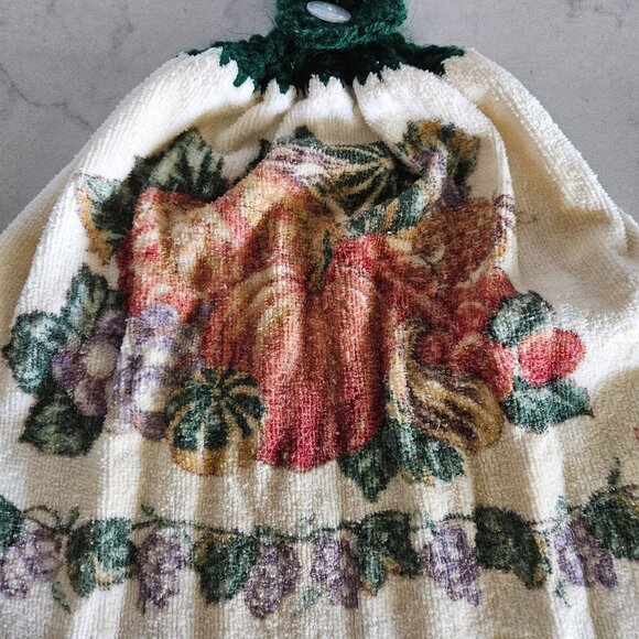BRAND NEW GREEN CROCHET-TOP FALL HARVEST HANGING DISH TOWEL - Picture 8 of 13